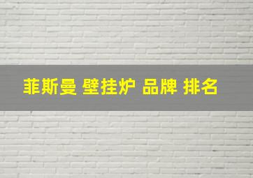 菲斯曼 壁挂炉 品牌 排名